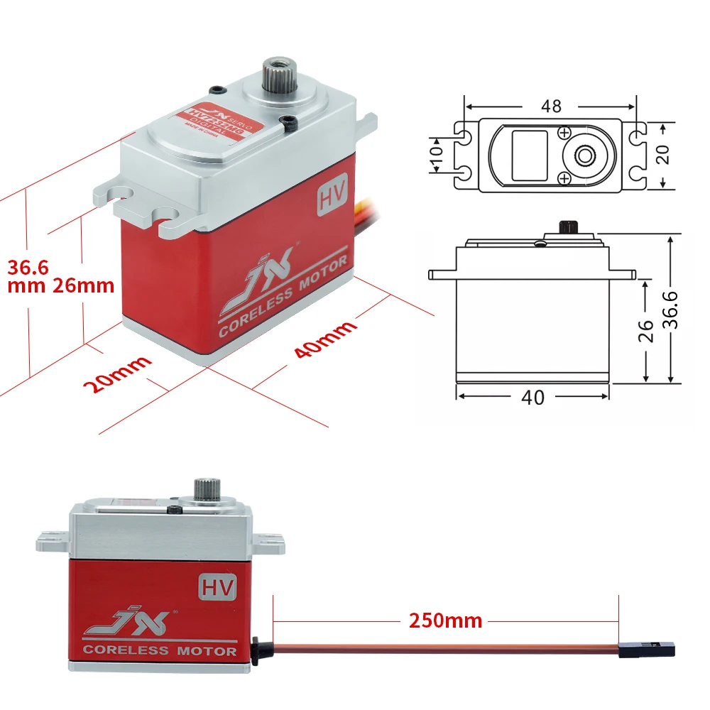 

JX Servo PDI-HV7232MG 30KG 8.4V Large Torque 180Degree Metal Full CNC Digital Coreless Standard For RC Helicopter DIY Accessory