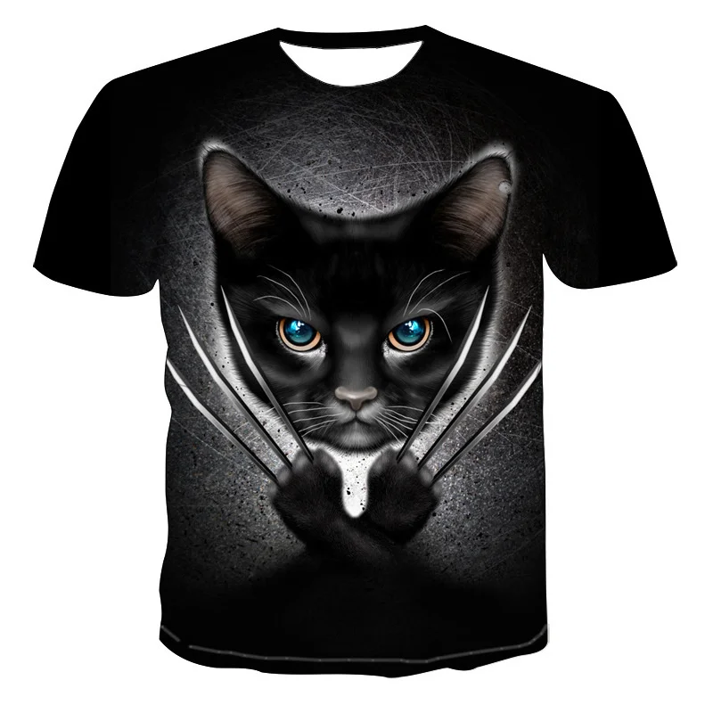 

Футболка мужская с коротким рукавом, забавная 3d-футболка в стиле хип-хоп, с животными, кошками, лето 2021