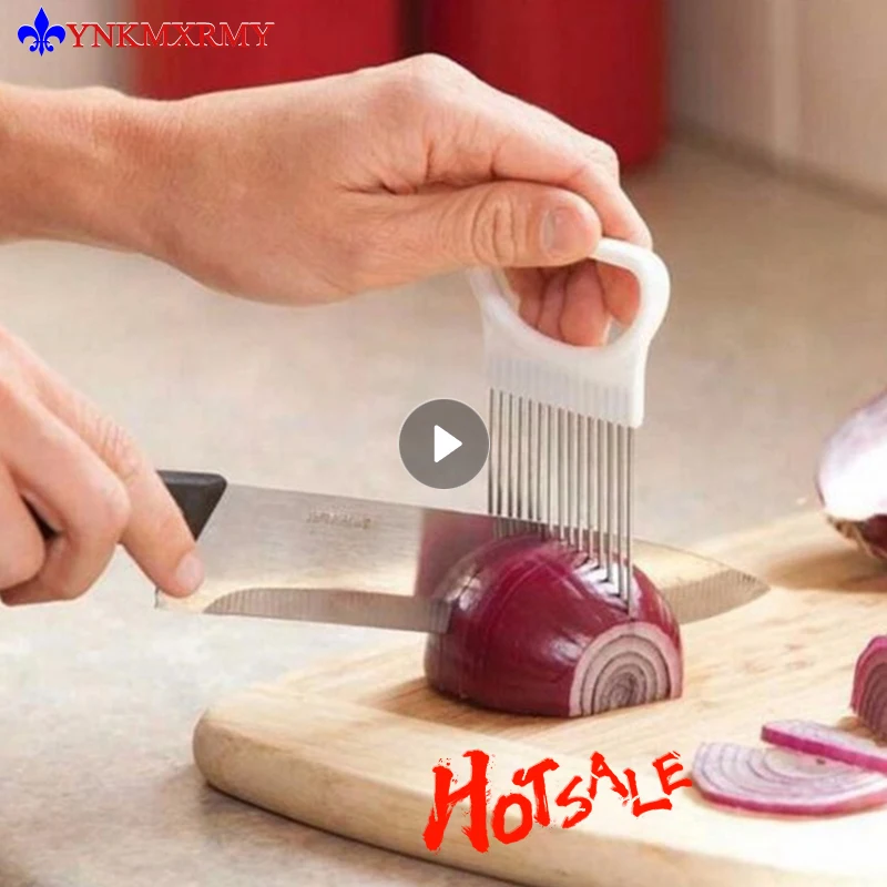 Луковая игла из нержавеющей стали вилка для лука резка овощей фруктов ремешок
