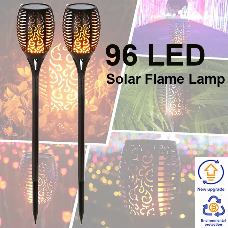 

Upgrade 96 LED Solar Path Torch Light Dancing Flame IP65 Waterproof Outdoor Flickering Light Landscape Lawn Lamp Path Lighting