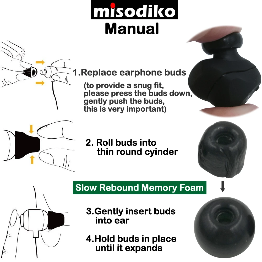 Наушники misodiko TWS Pro из пены с эффектом памяти насадки для креативного Outlier Air Gold/ JBL