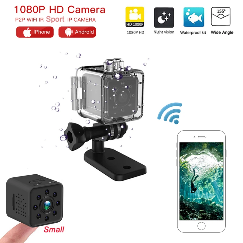 SQ13 HD мини камера wifi маленькая 1080P широкоугольный Водонепроницаемый видеокамера
