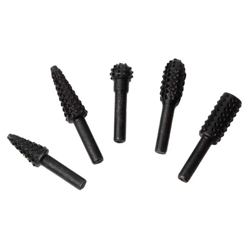 

5PCS Drill Bit Set 1/4'' Hss Rotary Thorn Head Rasp Shank Electric Grinding Wood Tool for Woodworking Carving Tools