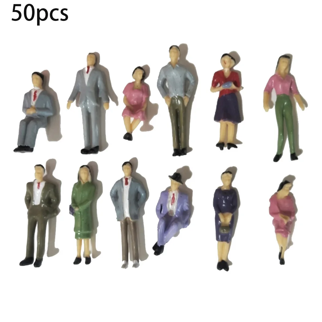 50Pcs Scale Plastic Models 1:32 People Sitting Standing Figures Miniature Figure Toy Figurines Model Collection Toy Garden Decor