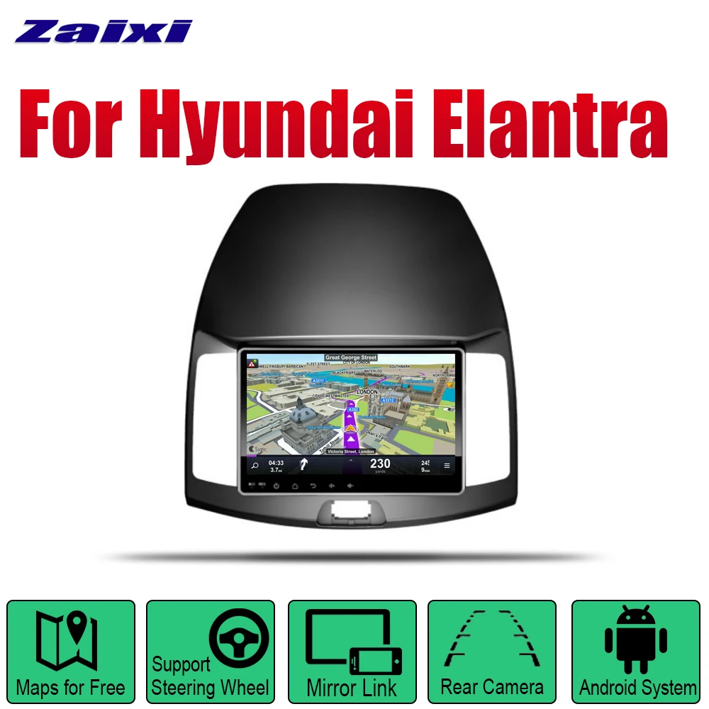 ZaiXi Android Car GPS Navi For Hyundai Elantra 2007~2012 player Navigation WiFi Bluetooth Mulitmedia system audio stereo EQ