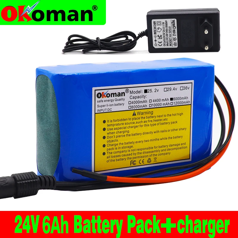 Оригинальный 6s2p 24В 6Ah 18650 литиевая батарея 25 2 V 6000mAh Электрический велосипед