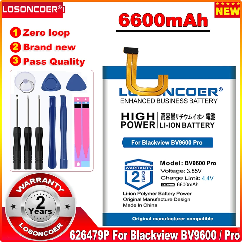 Аккумулятор LOSONCOER 6600 мАч 626479P для Blackview BV9600 батареи Pro|Аккумуляторы мобильных