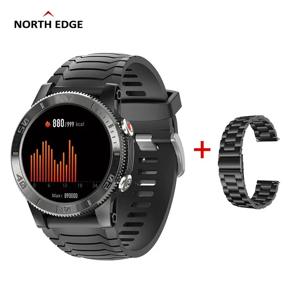 

Оригинальные Смарт-часы North EDGE с GPS, мужские Смарт-часы с компасом, пульсометром, шагомером, BT, звонками, высотомером, для занятий спортом на о...