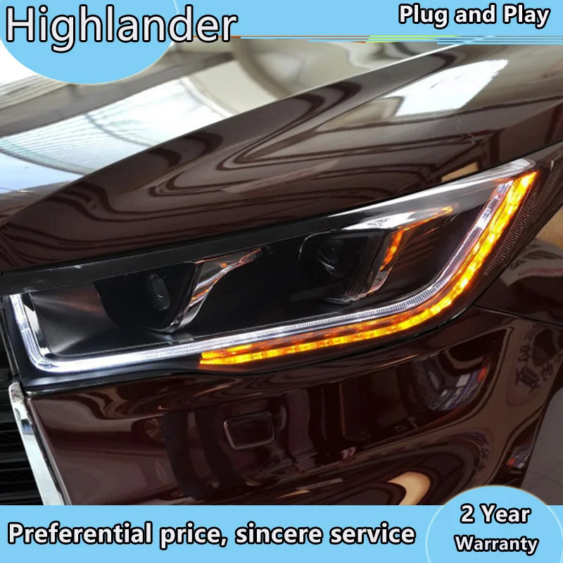 

Car Styling for Toyota 2015-2017 Highlander Headlight LED Headlight LED dynamic turn signal headlight Accessories