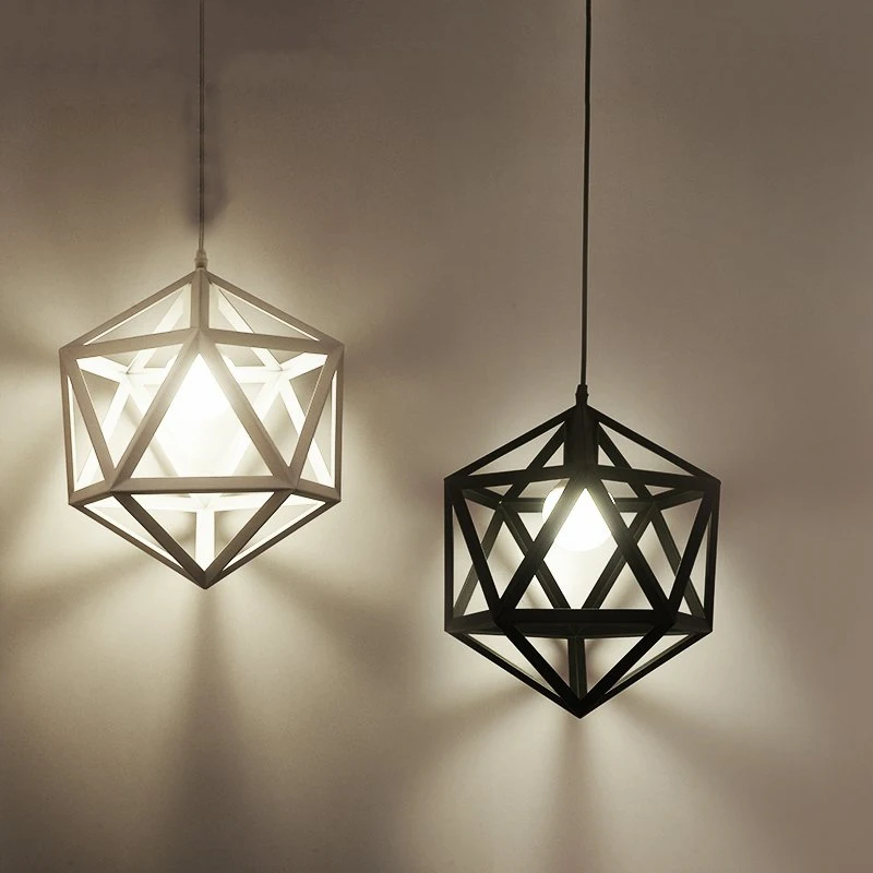 American Vintage Loft Diamond Metal Pendant Lights for Living Room Kitchen Industrial Led Hanging Lamp Home Decor Light Fixtures
