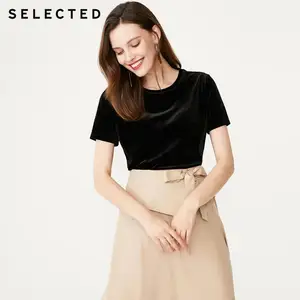 Женская летняя замшевая футболка с короткими рукавами, 419301504