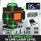 16-линейный зеленый лазерный уровень 4D, 360 Горизонтальные и вертикальные перекрестные линии с автоматическим самовыравниванием, супермощный для помещений и улицы
