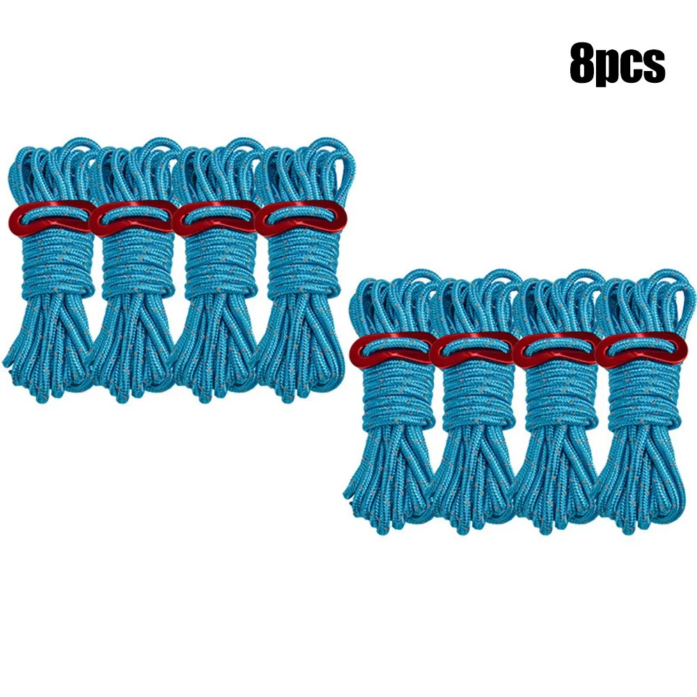 

4M Reflective Rope 8Pcs Tent Rope Camping Polyester + Reflective Yarn Tent