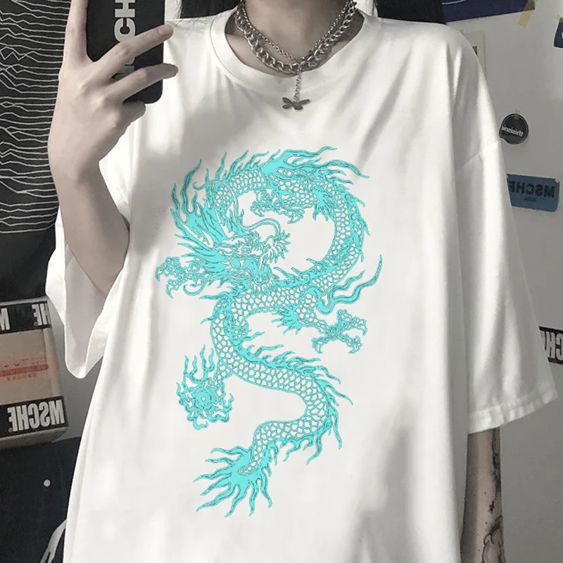 

Gothic Dragon Print Women T-shirts Summer Streetwear Tops Oversized T-shirt Ulzzang Harajuku Vintage Loose Casual Short Sleeve