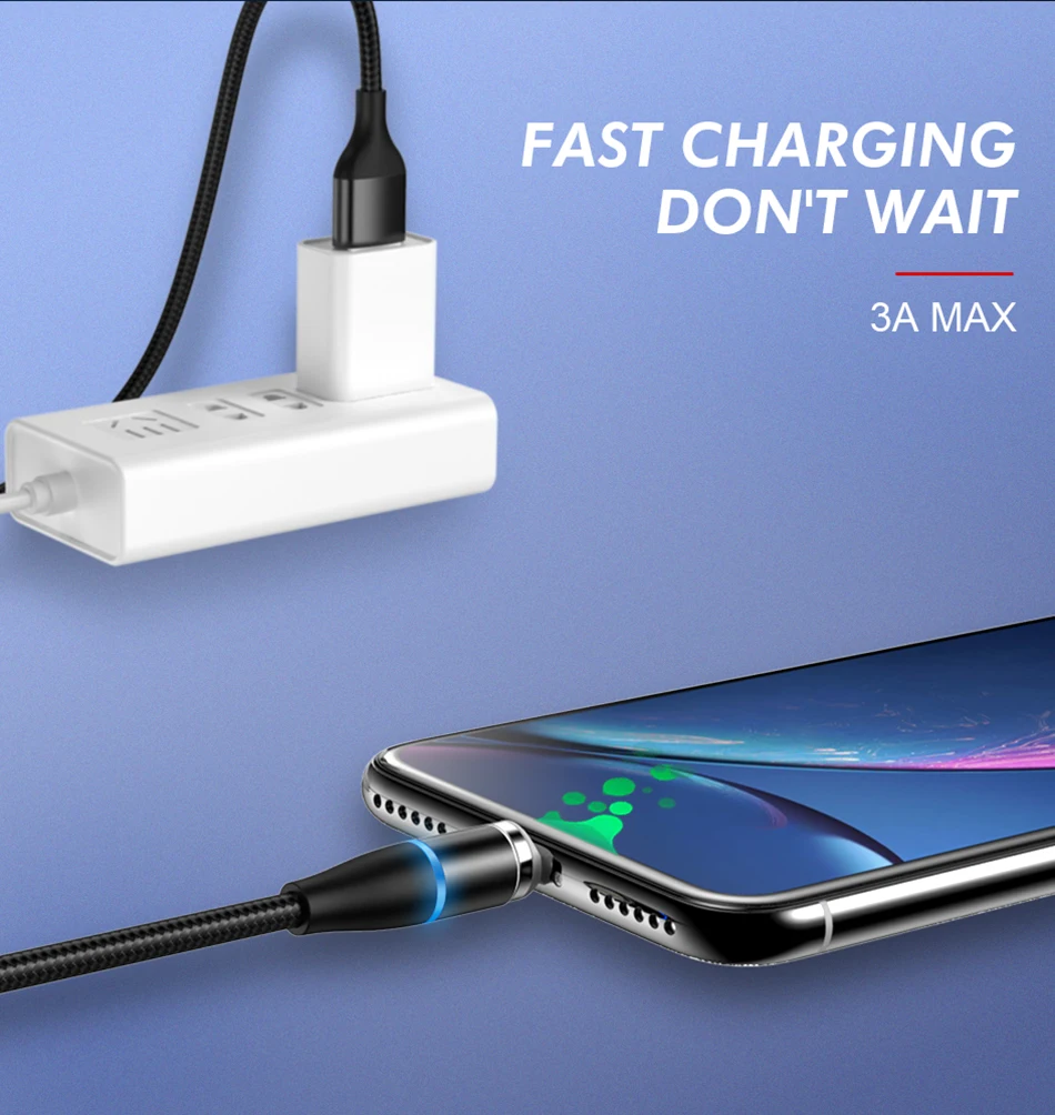Jellico светодиодный кабель для быстрой зарядки Магнитный кабель usb type C Магнитный кабель USB кабель микро-зарядного устройства для iPhone samsung huawei