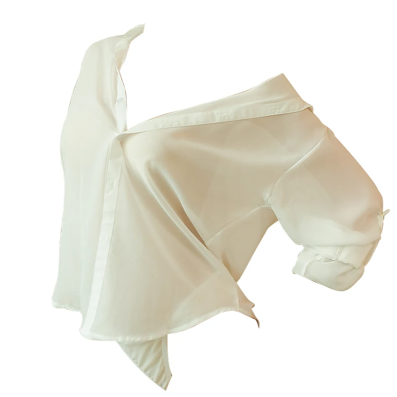 

Women's pajamas fun underwear sexy cardigan perspective long sleeve Boyfriend Shirt Short Skirt pajamas uniform temptation suit