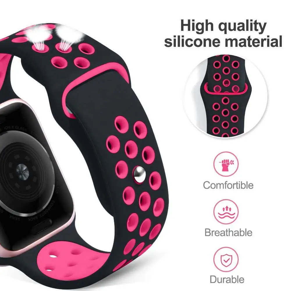 Силиконовый ремешок для Apple watch band 42 мм 38 мм iWatch 4 band 44 мм 40 мм браслет часы correa резиновый ремешок для часов Apple watch 4 3 2 1