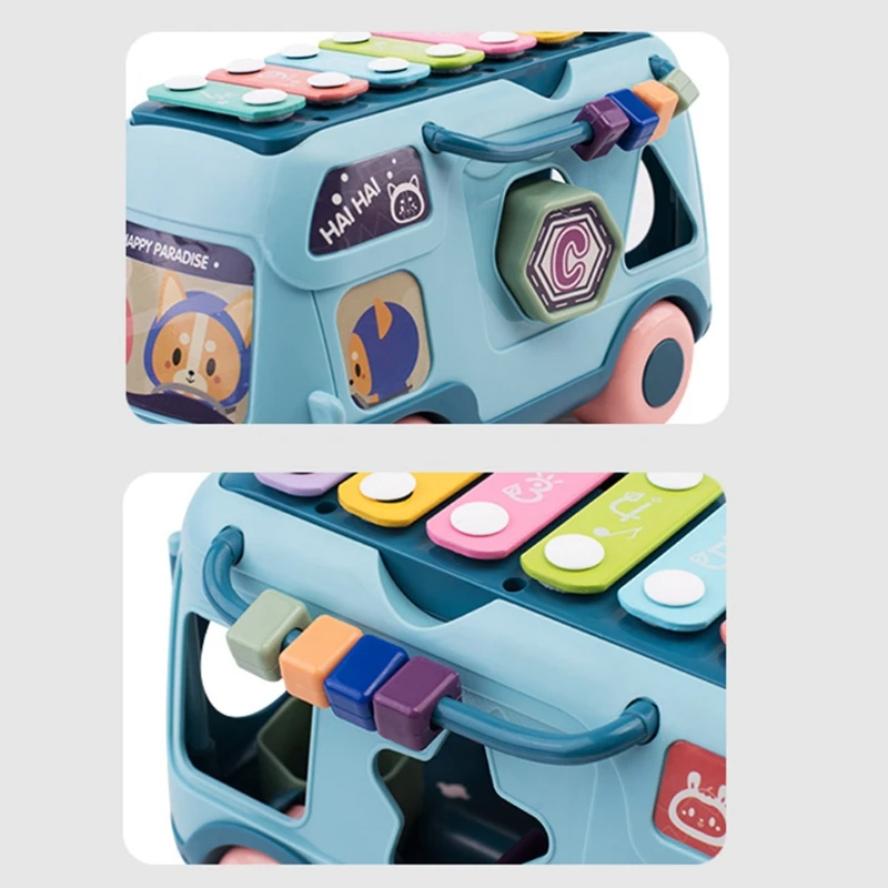 

Musical Instrument Baby Toy Knock Piano Music Bus Shape Sorter Kids Sound Perception Hand Eye Coordination Development Gift DXAD