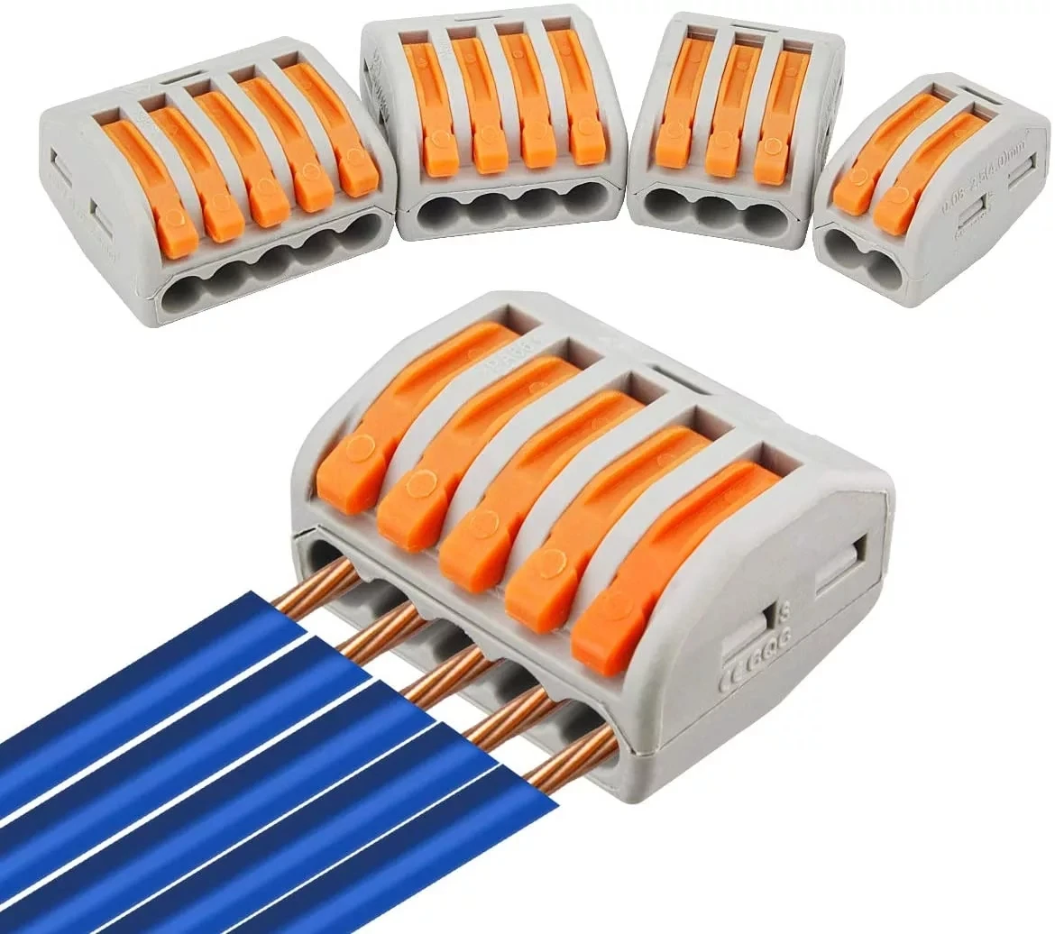 

60pcs/set Terminal Block Spring Lever Nut Terminal Blocks Reusable Electric Cable Connector Wire Home Tools of Insulating Solder