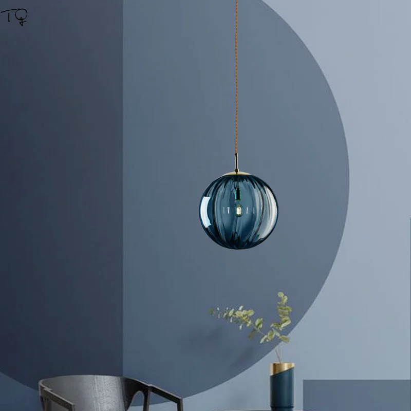 Modern Simple Glass Single Head Hanging Lamp Colorful Creative Individual Designer Pednant Lights Living Room Bedrom Bar Hall
