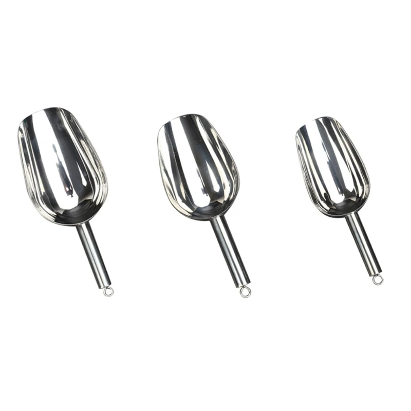 

Thick Stainless Steel Round Ice Scoop 9"/10"/11" Food Ice Cream Candy Spoons Convenient Flour Ice Cube Scooper for Bars