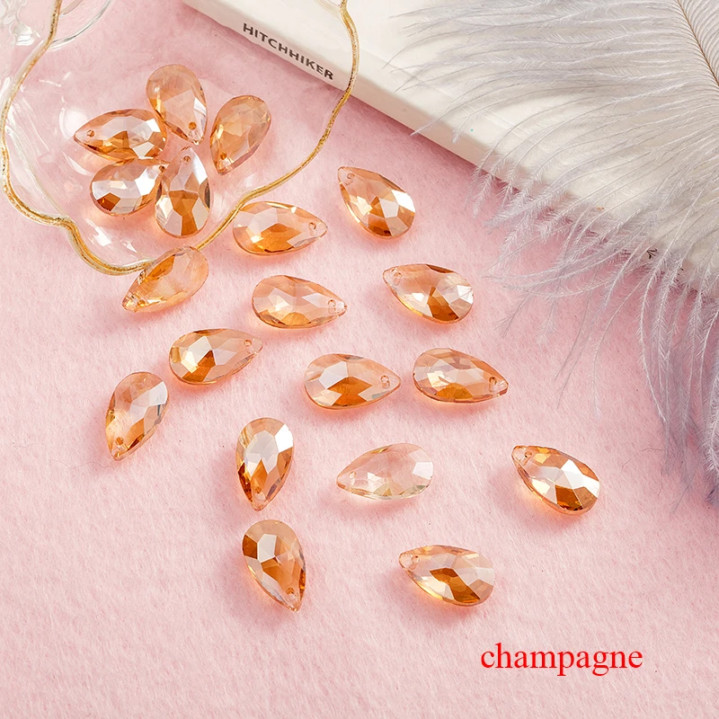 champagne -16pcs 16 шт многоцветные Кристальные бусины каплевидной формы бусины Подвески маленькие подвески для стеклянных бусин для самостоятельного изготовления ювелирных изделий Аксессуары - Цвет: champagne -16pcs