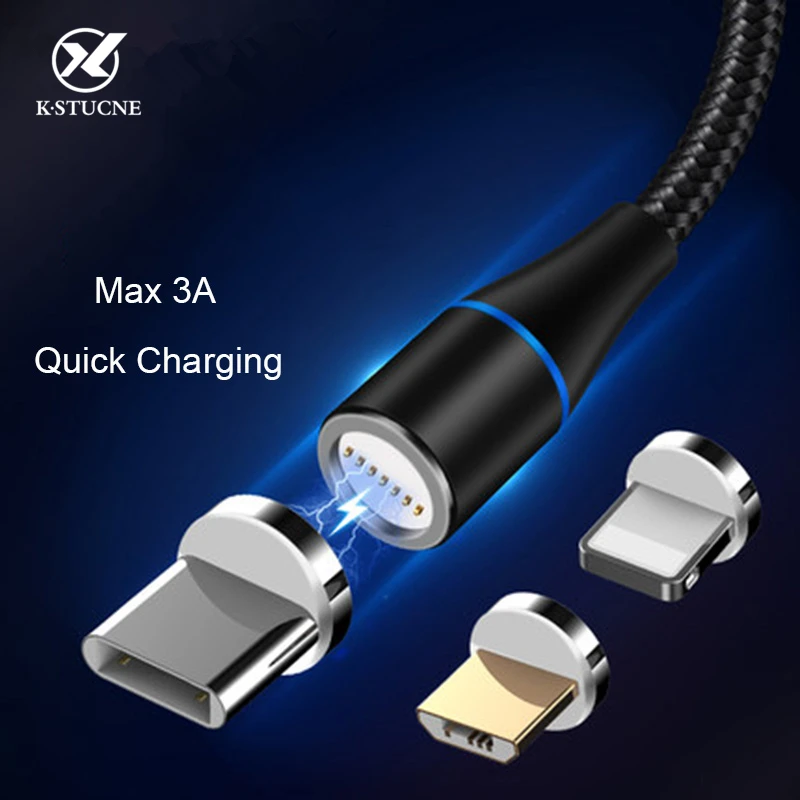5А магнитное зарядное устройство для iPhone X XSR XS светодиодный магнитный кабель Android Micro usb type C для samsung S9 Plus Магнитный кабель для быстрой зарядки