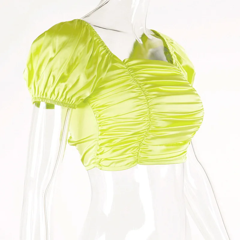 Оставайтесь аккуратными милые Ruched пикантные Топы 2019 летние женские с квадратным