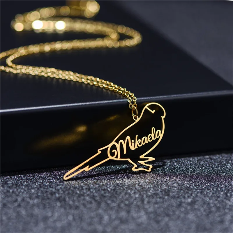 

Custom Parakeet Bird Name Pendant Necklace Customizd Nameplate Jewelry Gold Stainless Steel Handmade Best Gift