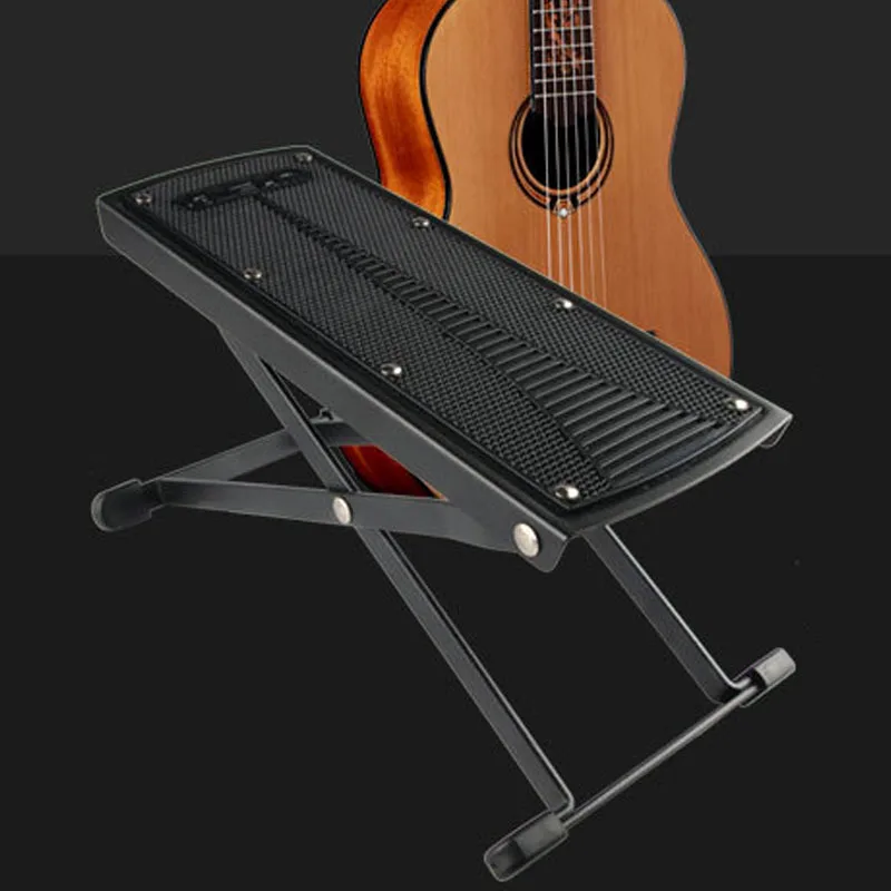 

Guitar Footstool Pedal Metal Footboard Height Adjustable Anti-Slip Pad Instrument Play Foot Rest Stand Foldable Guitar Footrest