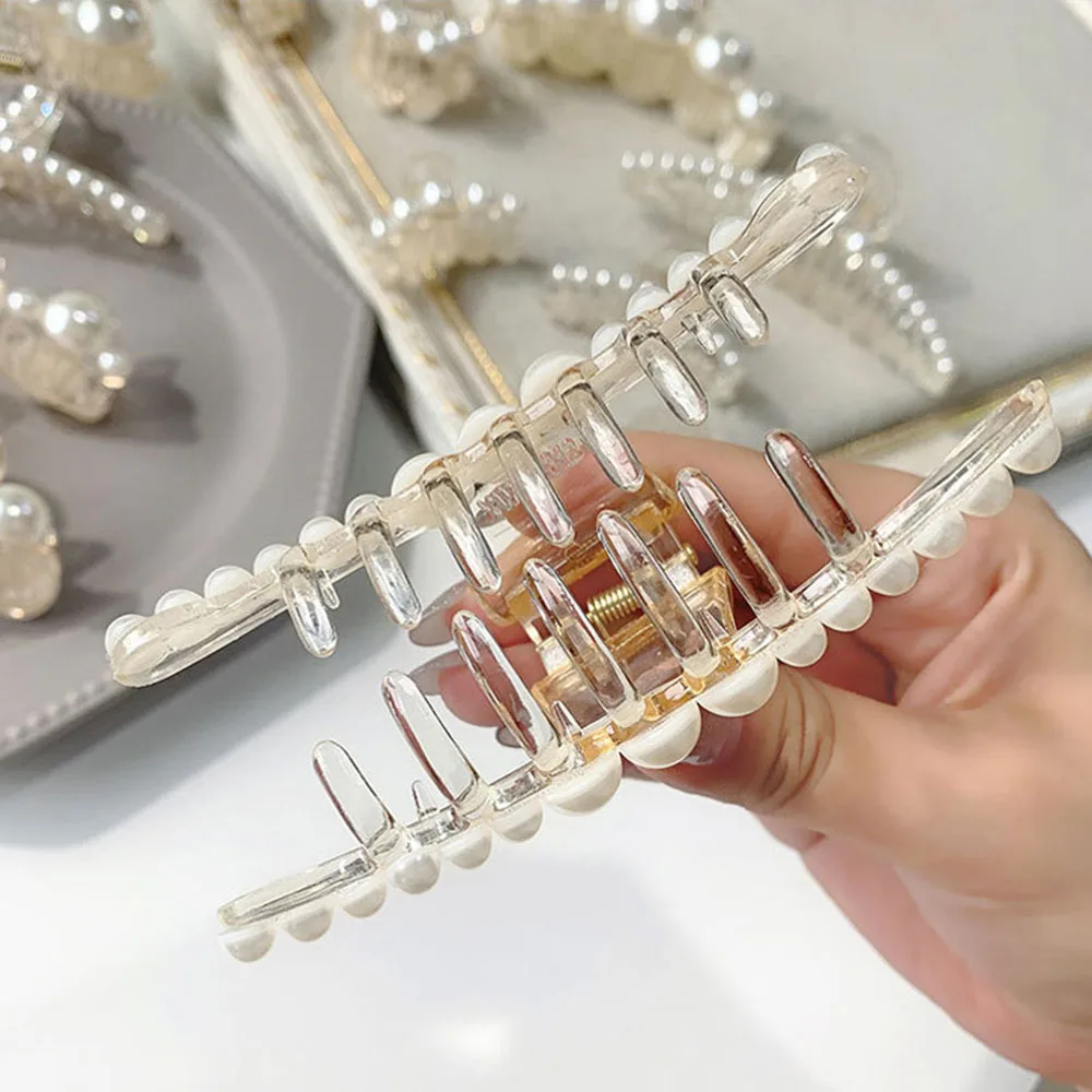Fashion Girl Hair Claw Pearl Hairpin Crab Retro Clips Accessories for Women Four Different Sizes |