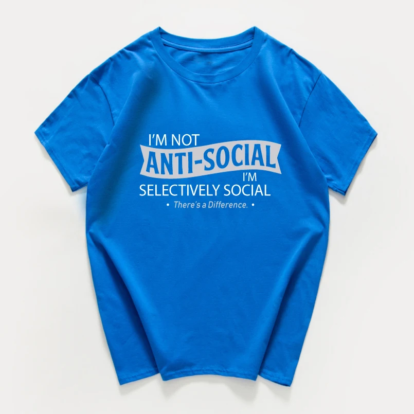 Женская винтажная хлопковая Футболка I am not anti social размера плюс летняя уличная
