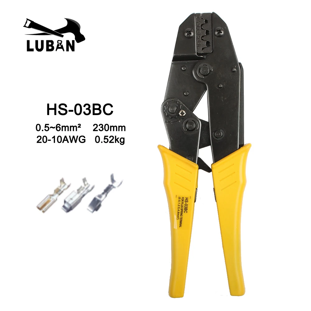 HS-03BC LUBAN HS-03BC обжимные плоскогубцы Multi Tool 0,5-6mm2 руководство ручные многофункциональные инструменты 0,5 до 6,0 mm2 AWG 16-10 обжимной инструмент - Цвет: HS-03BC