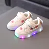 Size 21-30 Lovely Girls Toddler Shoes With Led Lights Luminous Sneakers For Kids Girls Soft Glowing Shoes Little Bear tenis gift 2