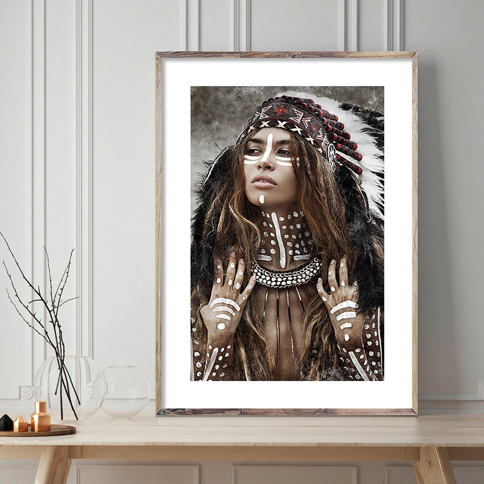 Дикая Бохо Женская трава тростник постер скандинавский холст настенное