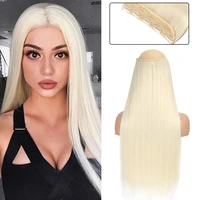 yingrun synthetic 23 inch 5 clip long straight women clip in hair extensions black brown high tempreture synthetic hair piece