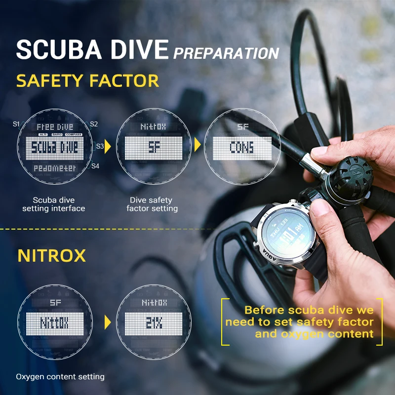 north edge mens professional diving computer watch scuba diving ndl no deco time 50m dive watches altimeter barometer compass free global shipping