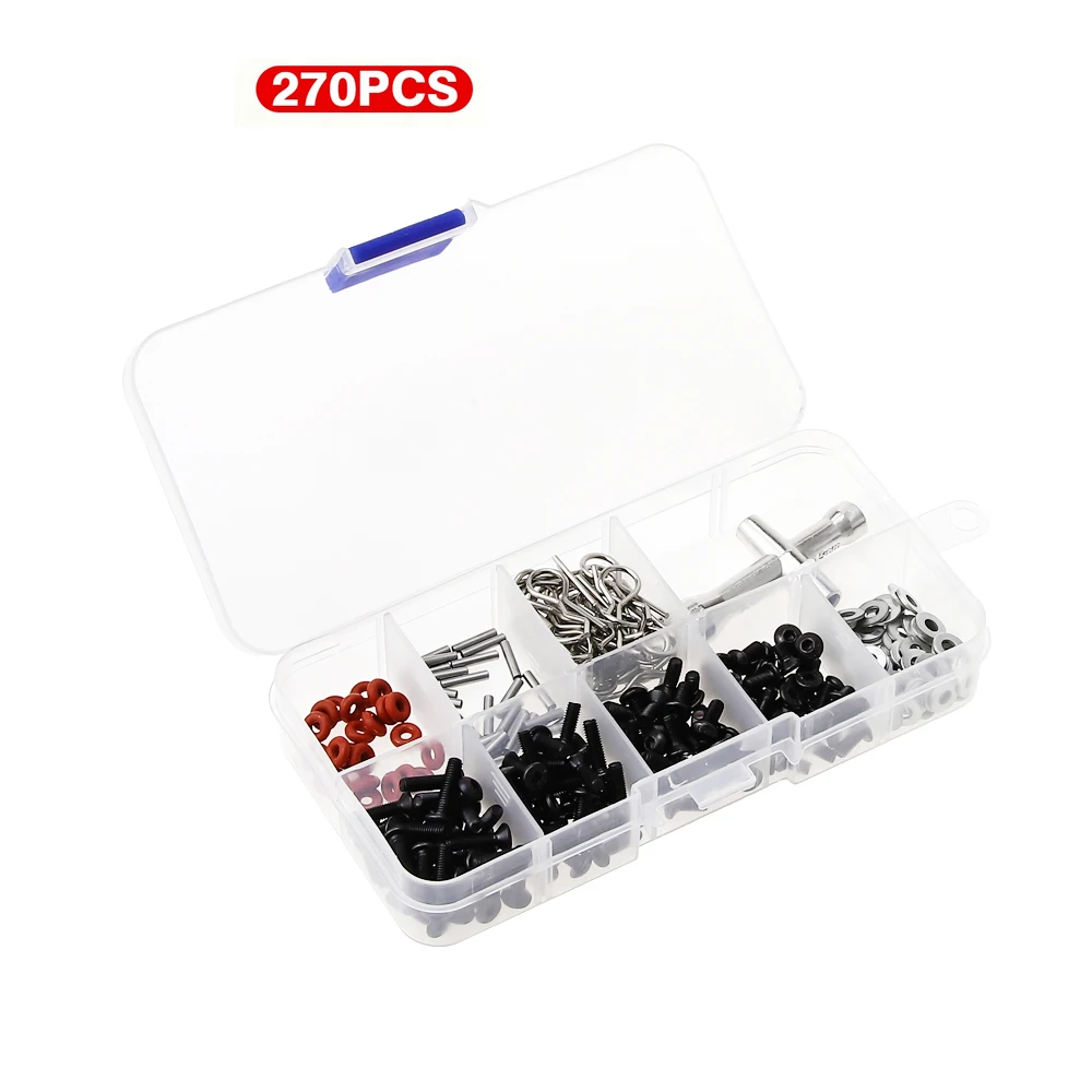 

270pcs/set Flat Round Head Scews Shell Buckles RC Repair Tools Screws Hexagon Wrench Kit for HSP 1/10 RC Car