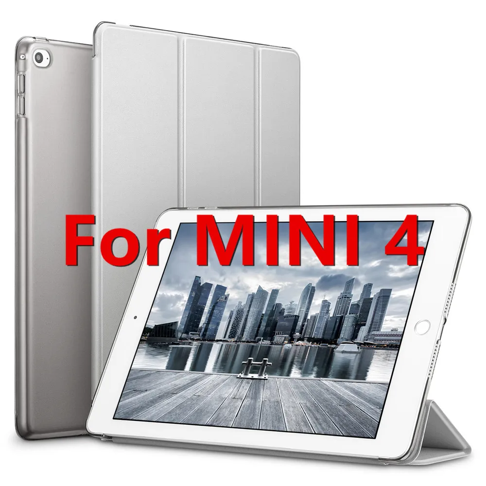 Gray for Mini 4 ESR из искусственной кожи чехол для iPad Mini 5 4 3 2 1 Фолио мягкая задняя трехслойная Подставка Авто спящий Пробуждение смарт-чехол для iPad Mini 5 - Цвет: Gray for Mini 4