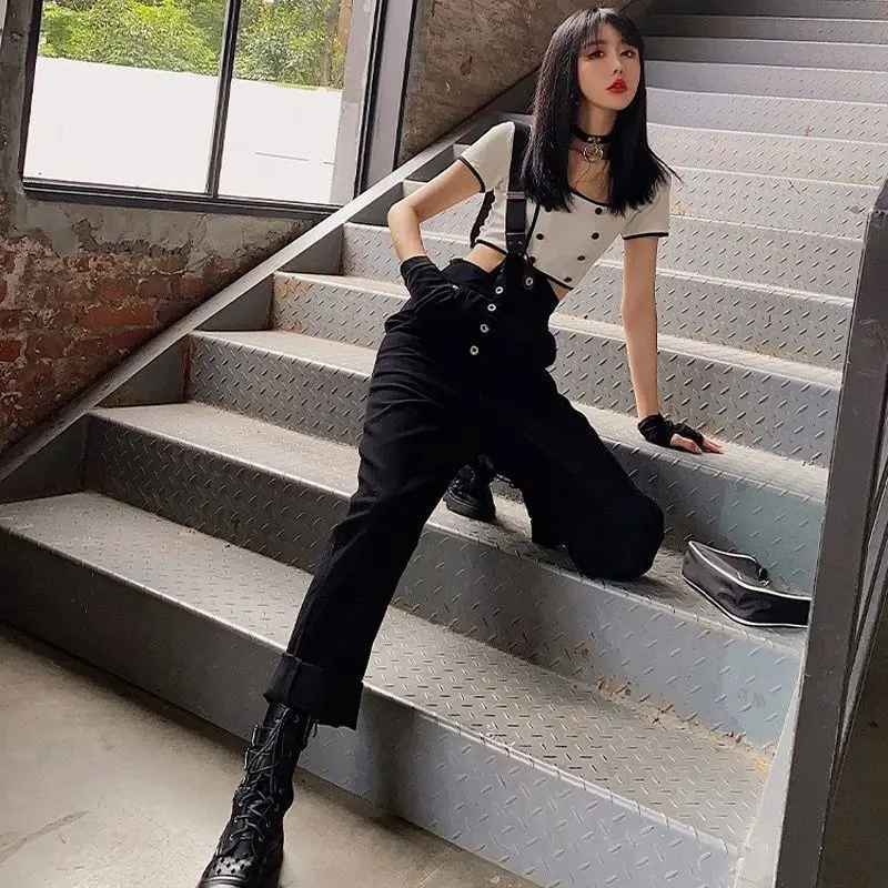 Комбинезон женский на одно плечо однотонный Свободный комбинезон пуговицах