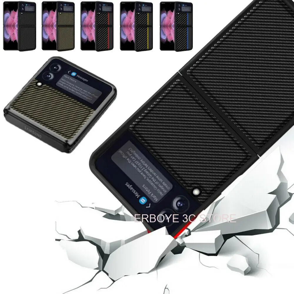 

Чехол из арамидного волокна для Samsung Galaxy Z Flip 3 5G, ультратонкий карбоновый чехол для телефона