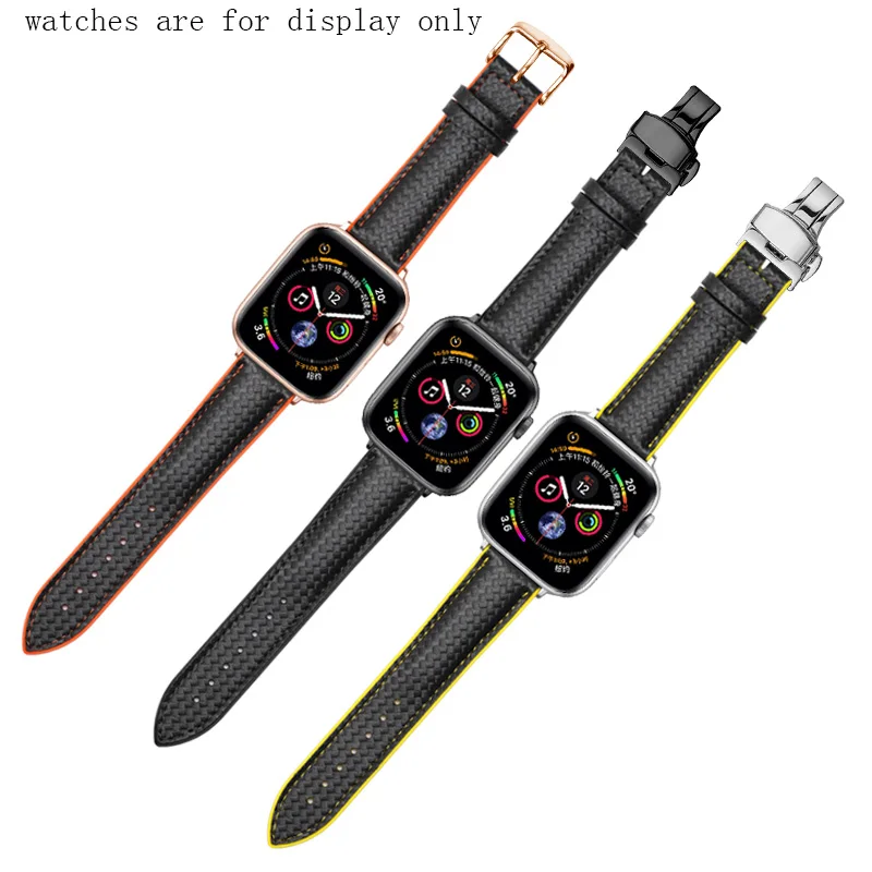 Ремешок из мягкого углеродного волокна и силикона черный браслет для Apple Iwatch 1 2 3 4