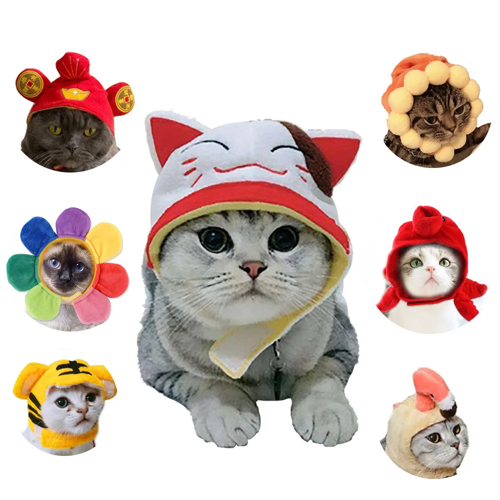 

Funny Hat for Cat Sunflower Dress Up Costume Pet Hat Cosplay Animal Keep Warm Chinese Style Headwear Cat Accessories MZ0001