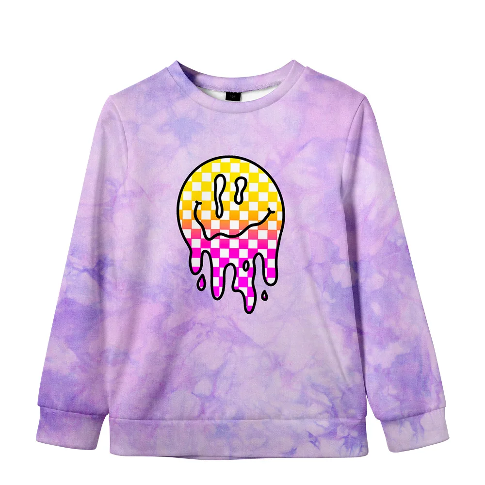 

Новый зимний свитер Tie-dye, детский Модный пуловер с круглым вырезом и 3D-принтом улыбающегося лица, Лидер продаж