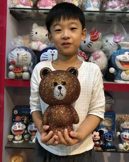 

Diamond Bear Handmade DIY Decor Small White Rabbit Creative Cartoon Doll Piggy Bank Gift deposit box Kids's money saving bank