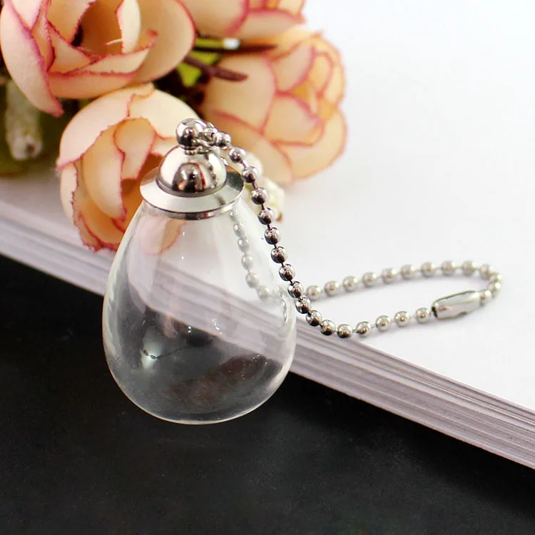 Round Tear Drop 2 шт желаний бутылка, брелок духи брелок в форме бутылок прозрачный стеклянный шар с предварительно приклеенным винтом Кепка брелок Keepsake многоразовый брелок - Окраска металла: Round Tear Drop
