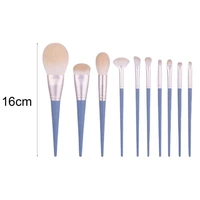 50 hot sale 10pcsset makeup brushes skin friendly portable blue wood handle foundation brushes for beauty