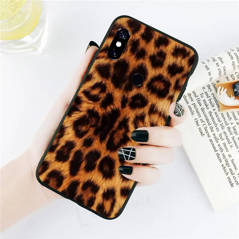 

Leopard cheetah skin print Phone Case black For Xiaomi Redmi mi note 7 8t 9 9t 9s 8 10 10t 11 pro lite K20 max 3