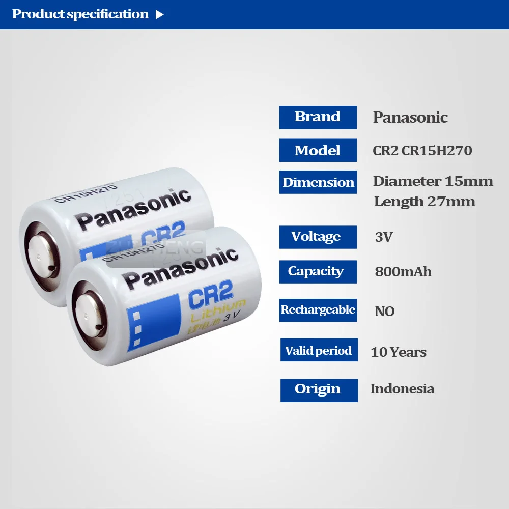 2 шт. литиевая батарея Panasonic CR2 CR15H270 CR15266 3 в 800 мАч для цифровой фотокамеры