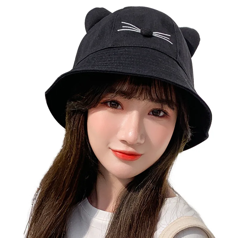 Женские шляпы-ведерки одноцветные милые кошачьи ушки летняя Стильная